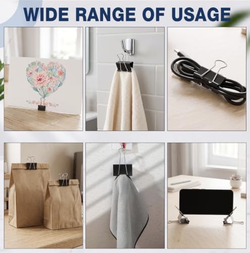 Jetec 200 Pcs Black Mixed Sizes Binder Clip Paper Clamp Metal Paper Clip - Image 5