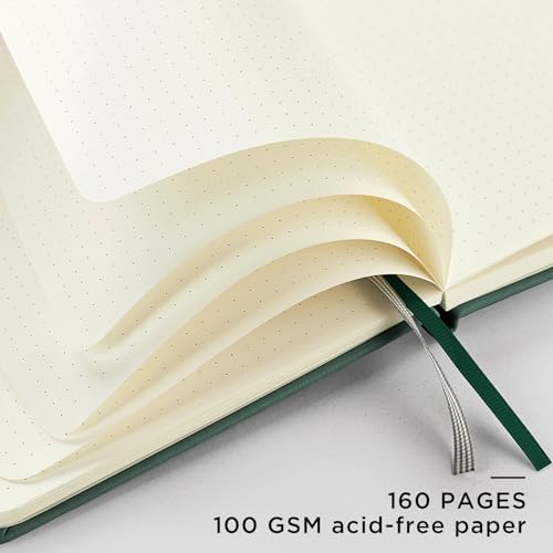 &And Per Se Dotted Journal Notebook (5 Packs), A5 Hardcover Leather Dotted Journal, 160 Pages 100 gsm Thick Paper, 3 Sheets of Stickers Included- 5.7'' x 8'' (Green - Image 4