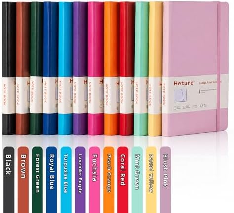 Heture Hardcover Notebooks, A5 Lined Journals Notebook for Writing 160 Pages, 8.2 x 5.5 inch, Colors Classic Ruled Notebooks for College/Work/Travel (Assorted Color, 12 Pack) - Image 2