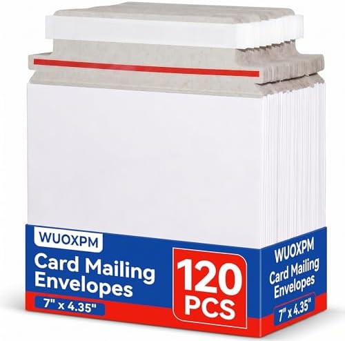 120 Pack Card Shipping Envelopes, 7x4.35in Self-Seal Hard Cardboard Mailers, for Mailing Semi-Rigid and Toploaders, Trading, Sports, Baseball Cards Mailing by Unknown
