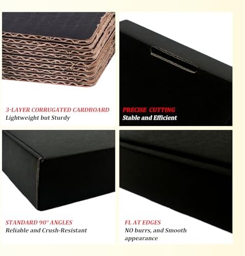 Small Shipping Boxes 7x6x2, Set of 25, Black Corrugated Cardboard Box Mailer (YD762-25BK) - Image 4