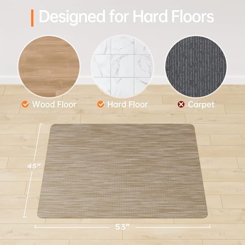 Office Chair Mat, 45" x 53" Computer Chair Mat for Hardwood Floor, Non-Curve Anti Slip Hard Floor Protector for Rolling Chair, PVC Mat Desk Rug for Home Office - Image 2