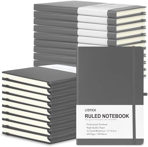 20 Pack Journals for Writing College Ruled Notebooks Journal in Bulk, Hardcover Notebooks (200Pages) for Note Talking, Lined Bullet Journals for Home School Office, 5.7"x8.4", Grey by LYDTICK