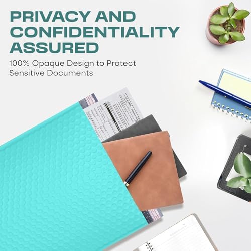 Teal Bubble Mailers 10x13, Self Seal Poly Padded Envelopes, 100 Pack Bulk - Image 7