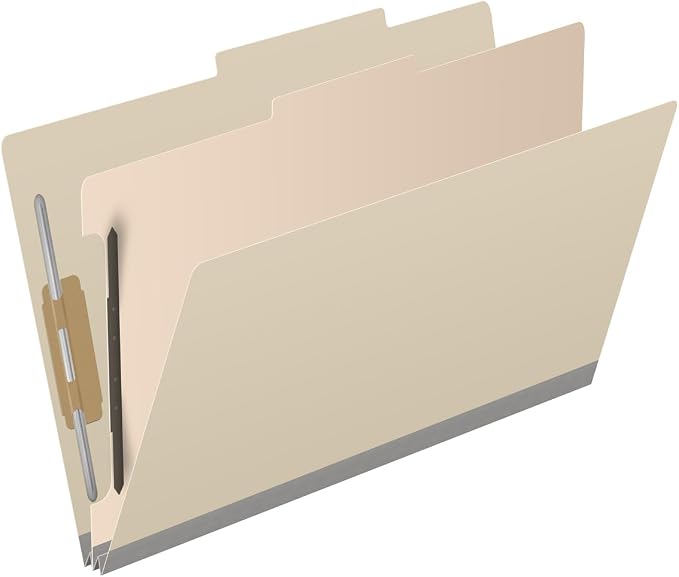 25 Pt. Pressboard Classification Folders, 2/5 Cut ROC Top Tab, Legal Size, 1 Divider, Manila (Box of 10) - Image 2