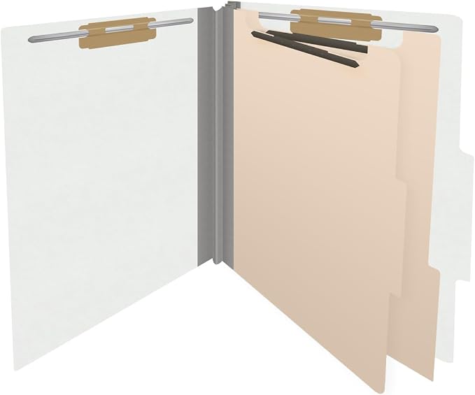 Heavy Duty End Tab Color Folders, 2/5 Cut ROC Top Tab, Letter Size, 2 Divider, White (Box of 10) - Image 4