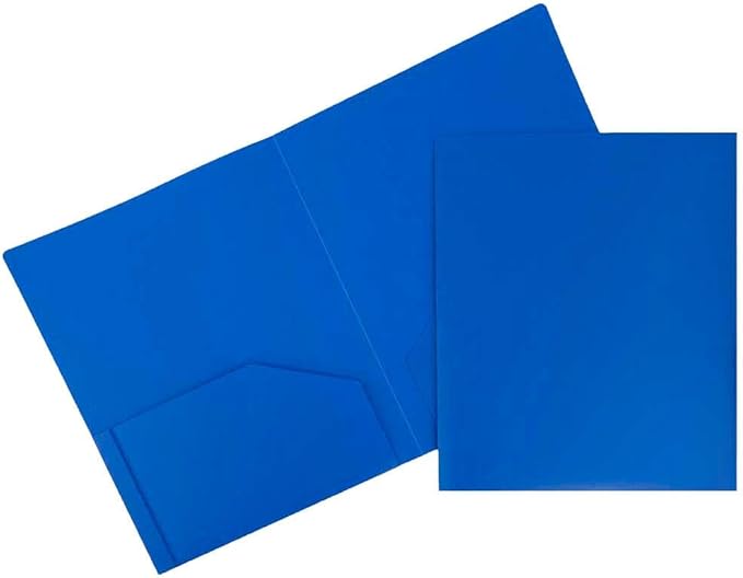 JAM PAPER Heavy Duty Plastic 2 Pocket Extra Tough School Folders - Blue - Bulk 48/Pack by JAMPaper