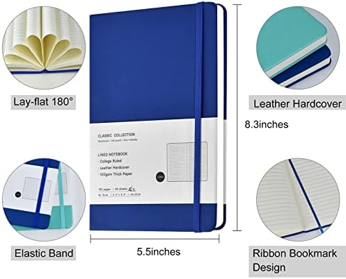 Coopay 6 Pack A5 Journal Notebooks Bulk, 160 Pages, 100GSM Thick Paper, 8.3 x 5.5 inch Hardcover Lined Leather Journals for Writing Office School Business Work Men Women (Multicolor) - Image 2