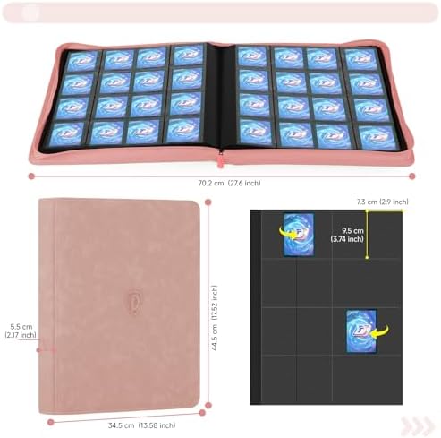Card Binder with 1024 Cards,16 Pocket Trading Card Binder Includes 32 Page Storage Sleeves,Collection Card Album,Card Holder to Organize and Protect Cards,Pink - Image 3