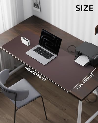 Large Desk Mat - 48" x 17"Leather Desk Pad Protector, Office Desk Mat, Non-Slip PU Leather Large Mouse Pad, Waterproof Desk Blotter Mat, Desk Cover for Office and Home (Coffee) - Image 5