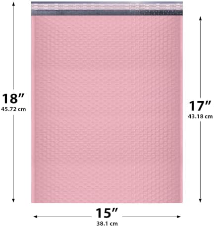 Light Pink Bubble Mailers 15x18, Poly Padded Envelopes #8, 50 Pack - Image 2