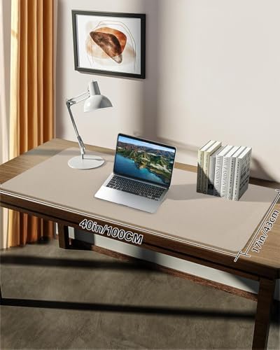 Non-Slip Desk mat,PULeather Desk Pad Protector, Office Desk Mat, Large Mouse Pad,Desk Blotter, Laptop Desk Pad, Waterproof Desk Writing Pad for Office and Home (Apricot, 40" x 17") - Image 7