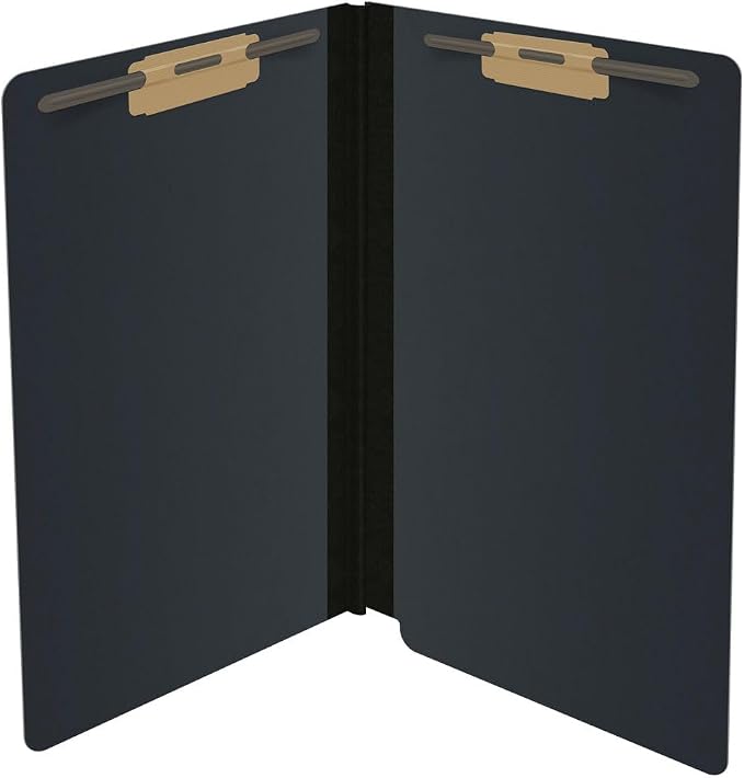 End Tab Pressboard Folders, Letter Size, 2" exp, Fasteners Pos #1 & #3, Black (Box of 25) - Image 4