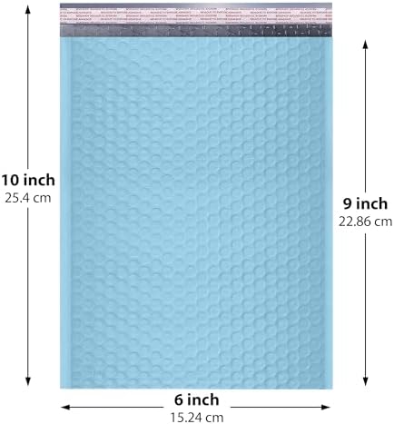 Light Blue Bubble Mailers 6x10, Poly Padded Envelopes #0, 500 Pack - Image 2