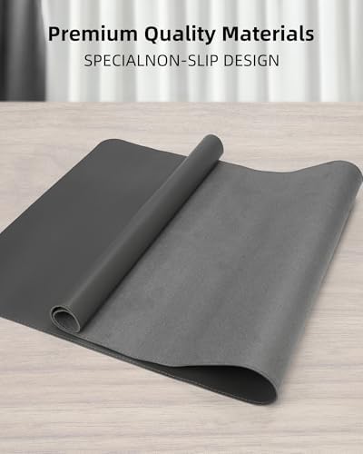 Leather Desk Pad Protector, Mouse Pad, Office Desk Mat, Non-Slip PU Leather Desk Blotter, Laptop Desk Pad, Waterproof Desk Writing Pad for Office and Home (Dark Grey, 31.5" x 15.7") - Image 2