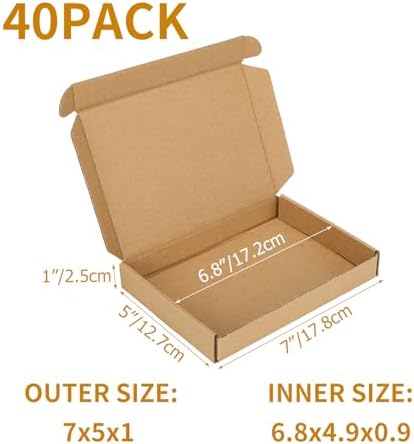 PHAREGE 40 Pack 7x5x1 inch Small Shipping Boxes, Brown Mailing Boxes - Image 2