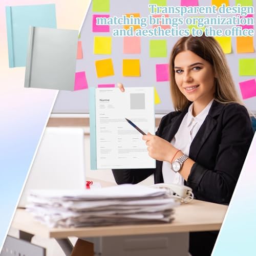12 PCS Retro Plastic Report Covers with 3 Prongs Clear Front Presentation Folders 3 Prong Folders for Resume Portfolio Document Report Letter Proposal School Classroom Office Supplies (Vintage) - Image 6