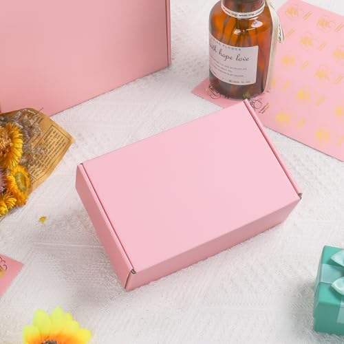 6x4x2 in Pink Shipping Boxes for Packaging Small Business, DERZIFUN 50 Pack Mailing Boxes Corrugated Cardboard Mailer Gift Box - Image 5