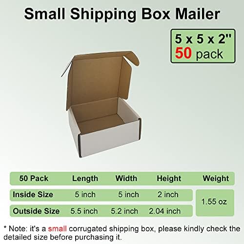 50 Pack 5x5x2'' Small Shipping Boxes, White Corrugated Cardboard Literature Mailers, Mailing Packaging Supplies for Small Business (W552-50) - Image 2
