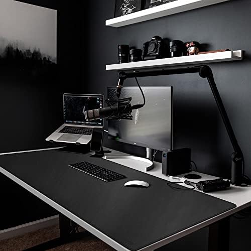 Cacoy 59"x27.5" Leather Desk Mat, Waterproof Office Desk Pad Blotter, Black - Image 2