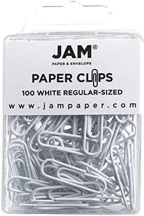 JAM PAPER Colorful Standard Paper Clips - Regular 1 Inch - White Paperclips - 100/Pack by JAMPaper