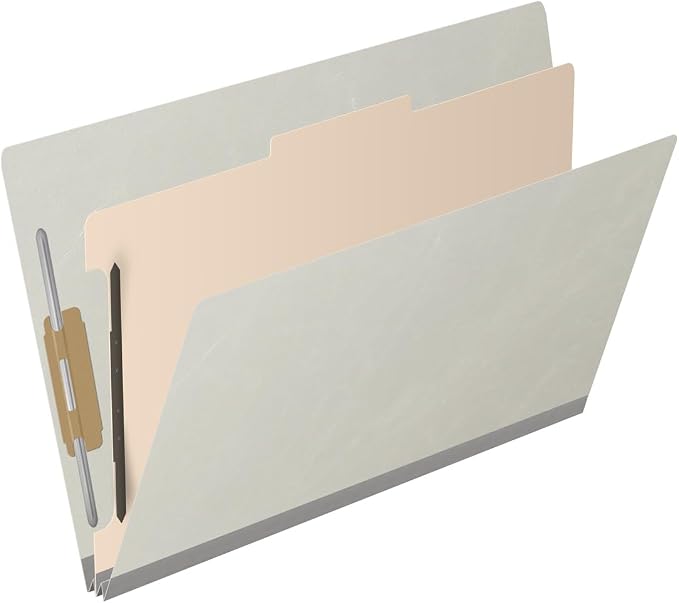 Ecom Folders Top Tab Pressboard Classification Folders | Legal Size 25 Pt Stock with 1 Divider | 2/5 Cut ROC Tab for Medical & Office Filing | 4 Filing Sections | Light Gray, Box of 10 - Image 2