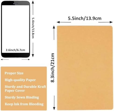 LIONSOUL 110 Pack Kraft Notebooks Bulk A5 Lined Journals 60 Pages Brown Journal Notebooks Sewn Binding Journals in Bulk for Office Notes - Image 2