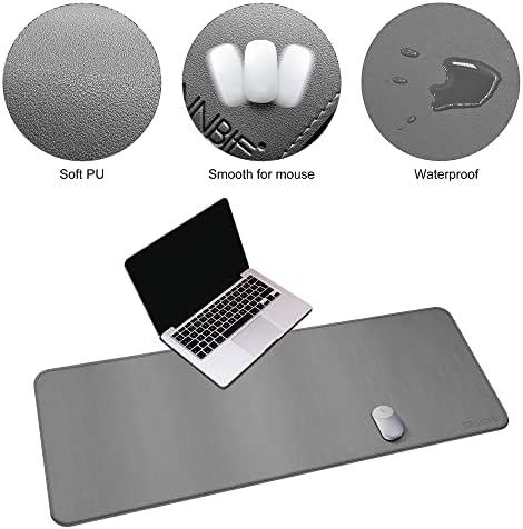 CENNBIE Leather Desk Mat, 55''x19.6'' Extra Large Desk Pad (Grey) - Image 3