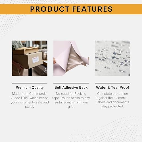 100 Pack 7"x10" Shipping Label Sleeves – Clear Self-Adhesive Packing Slip Pouches, Waterproof Packing List Envelopes – Ideal for Shipping Documents, Mailing Labels, Invoices & Packing Slips - Image 3