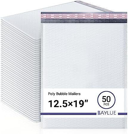 Large Bubble Mailers 12.5x19, Poly Padded Envelopes #6, 50 Pack Bulk by BAYLUE