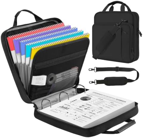 MoKo Zipper Binder, 3 Inch 3 D Ring, 5 Tab File Folders, 700 Sheets, Black by MoKo