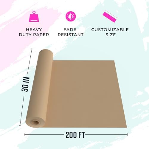 Bryco Goods 30" x 200' (2400") Brown Kraft Paper Roll - USA Made - Versatile for Different Arts and Crafts Projects - Pin Up Your Work Or School Notes - Create Vision Board for Your Bedroom - Image 2