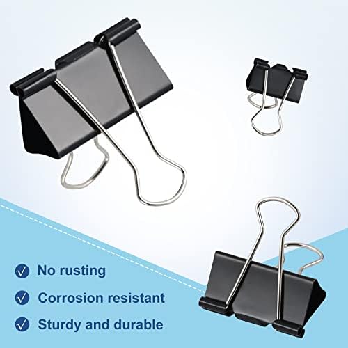 EFOK 208 PCS Binder Clips Paper Clamps Assorted Sizes Black Metal Bulk Clip - Image 2