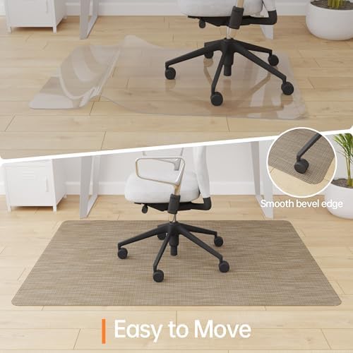 Office Chair Mat, 30" x 48" Computer Chair Mat for Hardwood Floor, Non-Curve Anti Slip Hard Floor Protector for Rolling Chair, PVC Mat Desk Rug for Home Office - Image 4