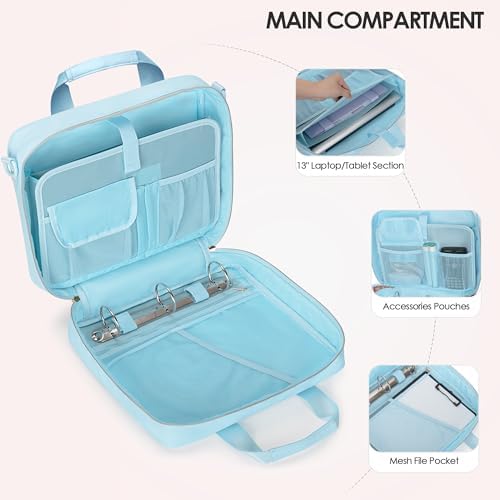 3 Ring Zipper Binder, 2 Inch Ring Binder Organizer Bag with Strap - Image 3