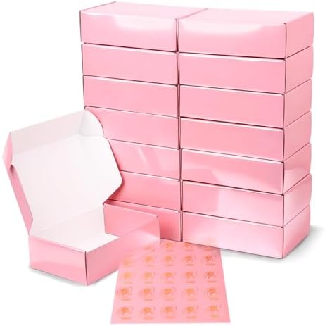 7"x5"x2" Glossy Pink Shipping Boxes, 50 Pack Corrugated Cardboard Mailing Boxes for Small Business Packaging, Shipping Phone Cases, Stationery by DERZIFUN