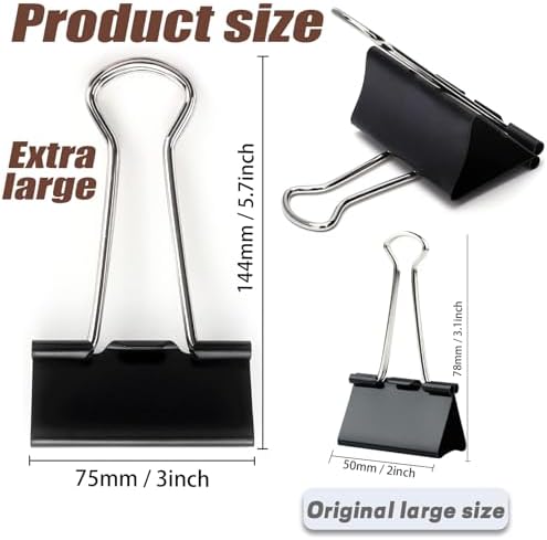 3 Inch Jumbo Binder Clips(36 Pack), Extra Large Binder Clip - Image 2
