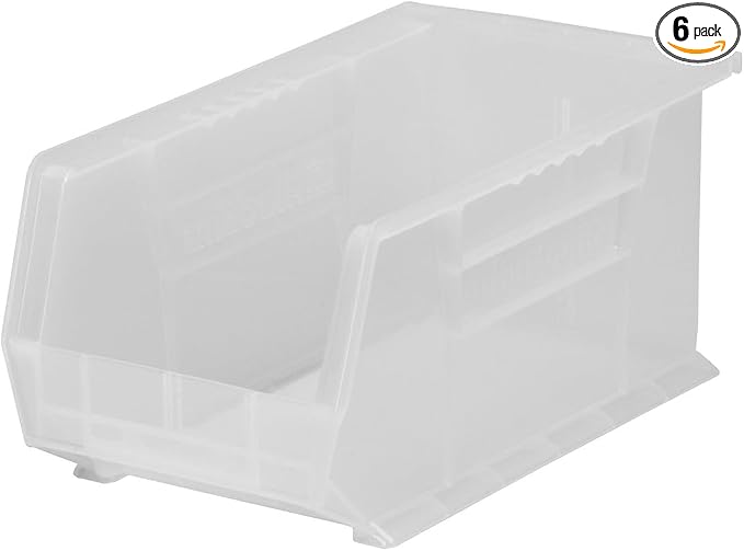 Akro-Mils 30239 AkroBins Plastic Storage Bins, 11"x8"x7", Clear, 6-Pack | Space-Saving Stackable Bins for Garage, Pantry, Craft Organization by Akro-Mils
