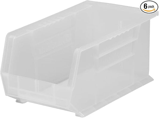 Akro-Mils 30239 AkroBins Plastic Storage Bins, 11"x8"x7", Clear, 6-Pack | Space-Saving Stackable Bins for Garage, Pantry, Craft Organization by Akro-Mils