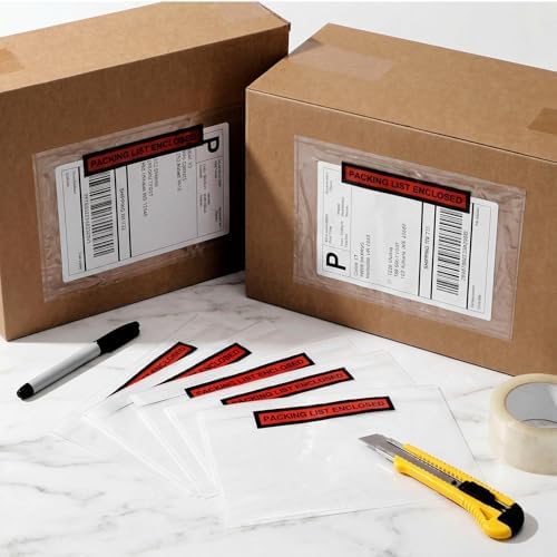 Teling 100 Pcs Packing List Envelopes Clear Adhesive,Red,7" X 10" - Image 6