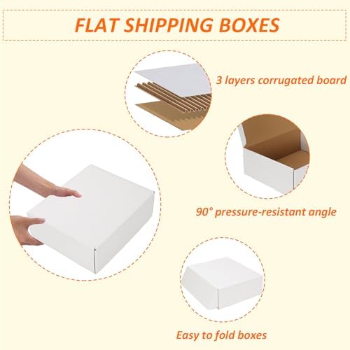 HORLIMER 12x10x4 inches Shipping Boxes Set of 15, White Corrugated Cardboard Box for Mailing, Packaging, Small Business - Image 4