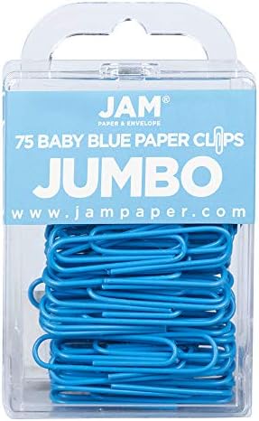 JAM PAPER Colorful Jumbo Paper Clips - Large 2 Inch - Baby Blue Paperclips - 75/Pack by JAMPaper