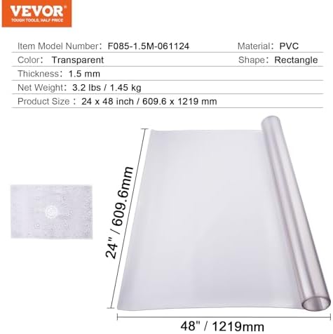 VEVOR Plastic Table Cover, 24 x 48 Inch 1.5 mm Thick Frosted PVC Desk Mat Protector, Waterproof & Easy Cleaning Desk Pad Tablecloth, for Office, Dresser, Dining Room,Night Stand - Image 7