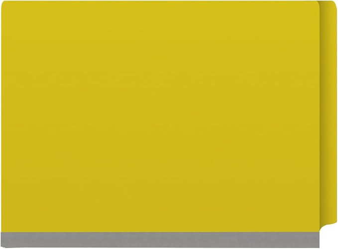 25 Pt. Pressboard Classification Folders, Full Cut End Tab, Letter Size, 2 Dividers, Yellow (Box of 10) - Image 3