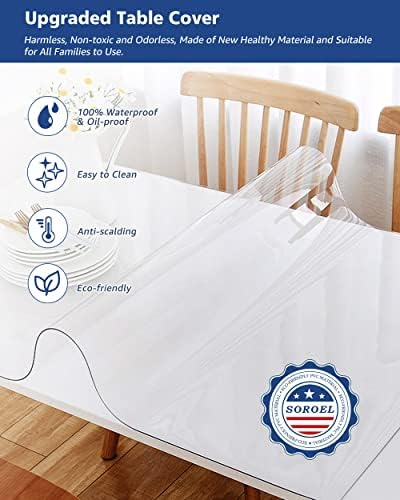 56X96 Inch Clear Plastic Tablecloths Protector 1.5mm Thick Vinyl Table Cover Mat Office Desk Blotter Pad PVC Dining Table Protector for Wood Furniture Coffee End Side Table Sofa Night Stand - Image 2
