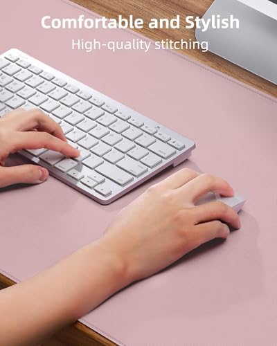Leather Desk Pad Protector,Desk Mat,Large Mouse Pad, Non-Slip Desk Pad, Waterproof PU Leather Desk Blotter Mat, Desk Cover for Office and Home (Light Pink, 36" x 17") - Image 3