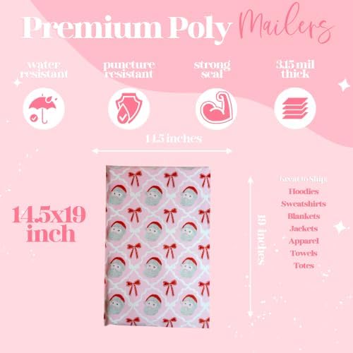 Pretty Package Store Poly Mailers 10x13, New Pink Santa, IMPERFECT - Image 5