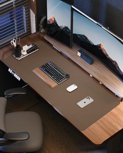 Leather Desk Pad Protector- 48" x 17" Office Desk Mat, Non-Slip PU Leather Mouse Pad, Waterproof Desk Blotter Mat, Desk Cover for Office and Home (Dark Khaki) - Image 6