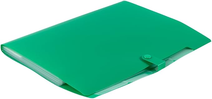 JAM PAPER Slim Expanding File Folder - 5 Pocket Plastic File Folder – Snap Closure - 9 x 11 1/2 - Green - Sold Individually - Image 5