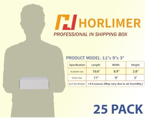 HORLIMER 11x9x3 inches Shipping Boxes Set of 25, White Corrugated Cardboard Box Literature Mailer - Image 2